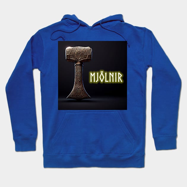 Mighty Mjolnir Thor Hammer Norse Hoodie by Grassroots Green